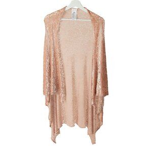 Sheer Duster Vest Burnout Velvet Sleeveless Waterfall Pink